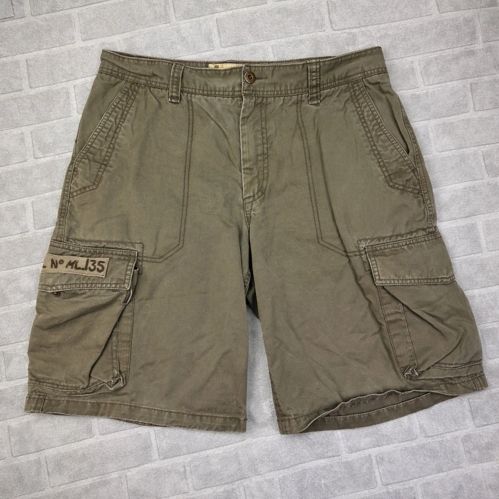 Old Navy Cargo Shorts Mens 34 Green Olive Military Utility Hiking Cotton 94105