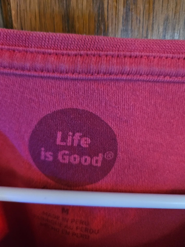 Camiseta Life is Good Mujer Talla M Roja Manga Larga Corazón Flor Foto 2 de 4