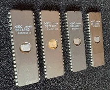 4Pcs Vintage NEC D8749HD MCS-48 8-Bit Microcontroller ICs, UV EPROM CDIP-40