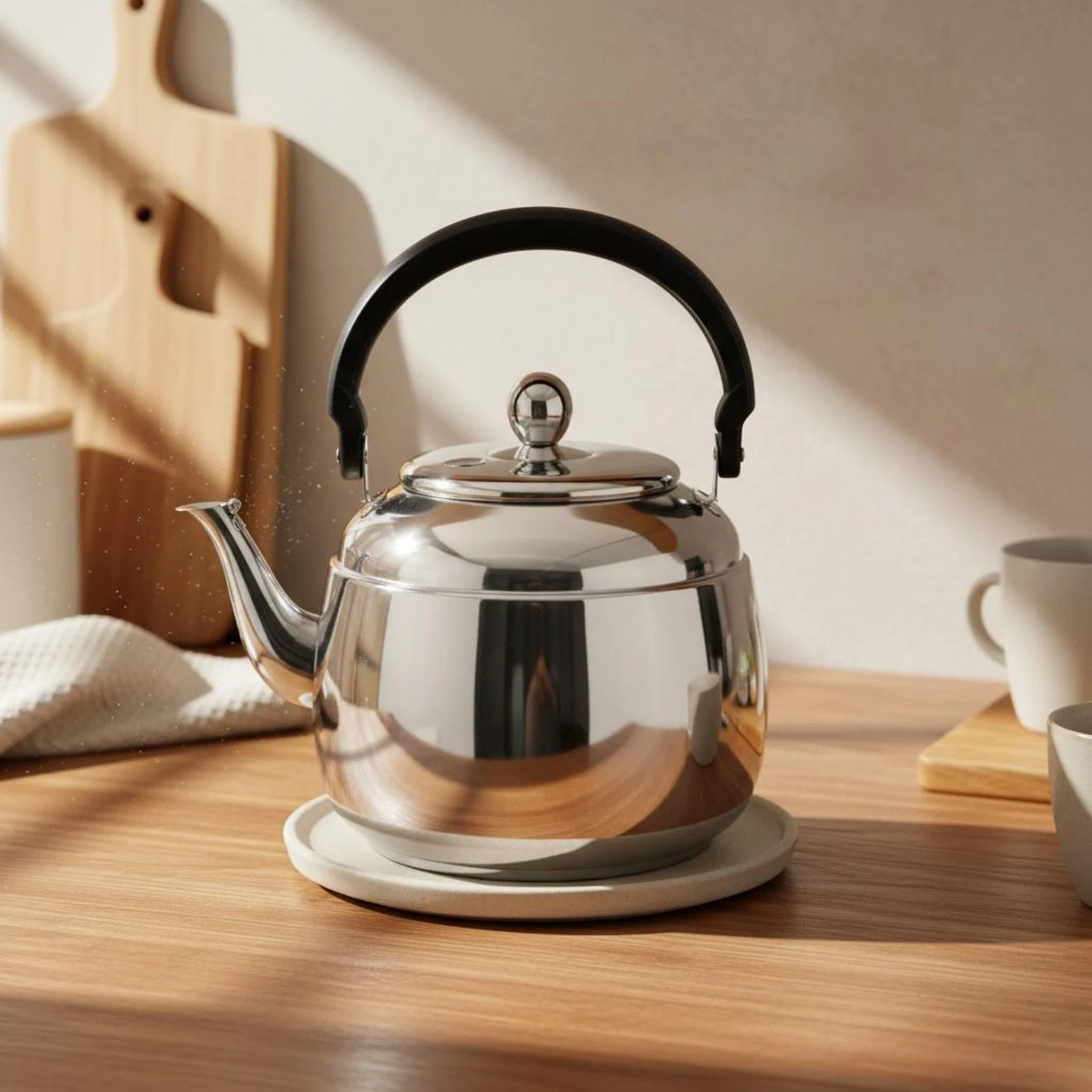 Whistling Tea Kettle Easy to Clean Stainless Steel Water Kettle for Cafes