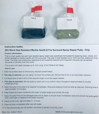 38g Black Heat Resistant Marble Hearth & Fire Surround Epoxy Repair Putty - Chip