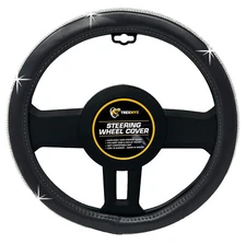 TrexNYC Rhinestone Steering Wheel Cover: Bling Steering Wheel Cover, Gray