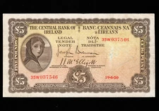 IRELAND REPUBLIC 5  POUNDS 1950  P-58b1