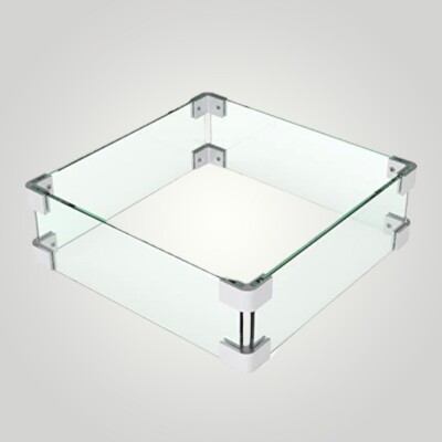 Outdoor Square Wind Guard Screen for Fire Pit Tempered Glass  23.5 X 23.5 X 6