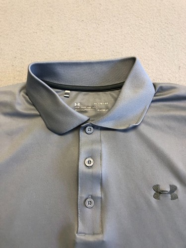 Under Armour Golf Polo Shirt Mens Extra Large Loose Fit Gray Activewear Tennis - Picture 2 of 4
