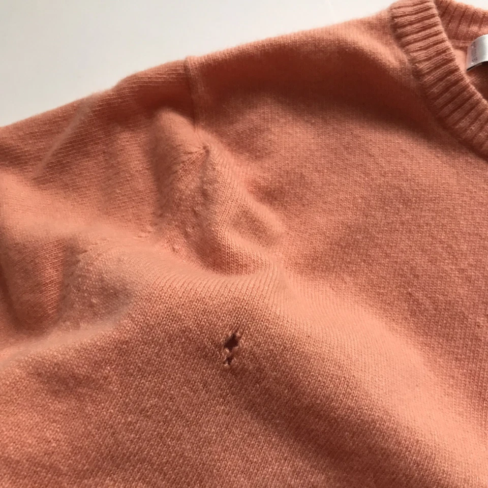 BALLANTYNE Womens Sweater Pullover Cashmere Light Orange Sz 2 Scotland-Defect - Image 4 of 4