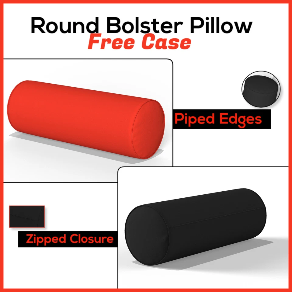Round Shape Bolster Pillow with FREE Pillowcase Neck Back knee Support All Sizes - Image 3 of 4