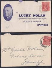 1935 KING GEORGE V HEAD 2d PRE-DECIMAL STAMP LUCKY NOLAN COMMERCIAL COVER #B32