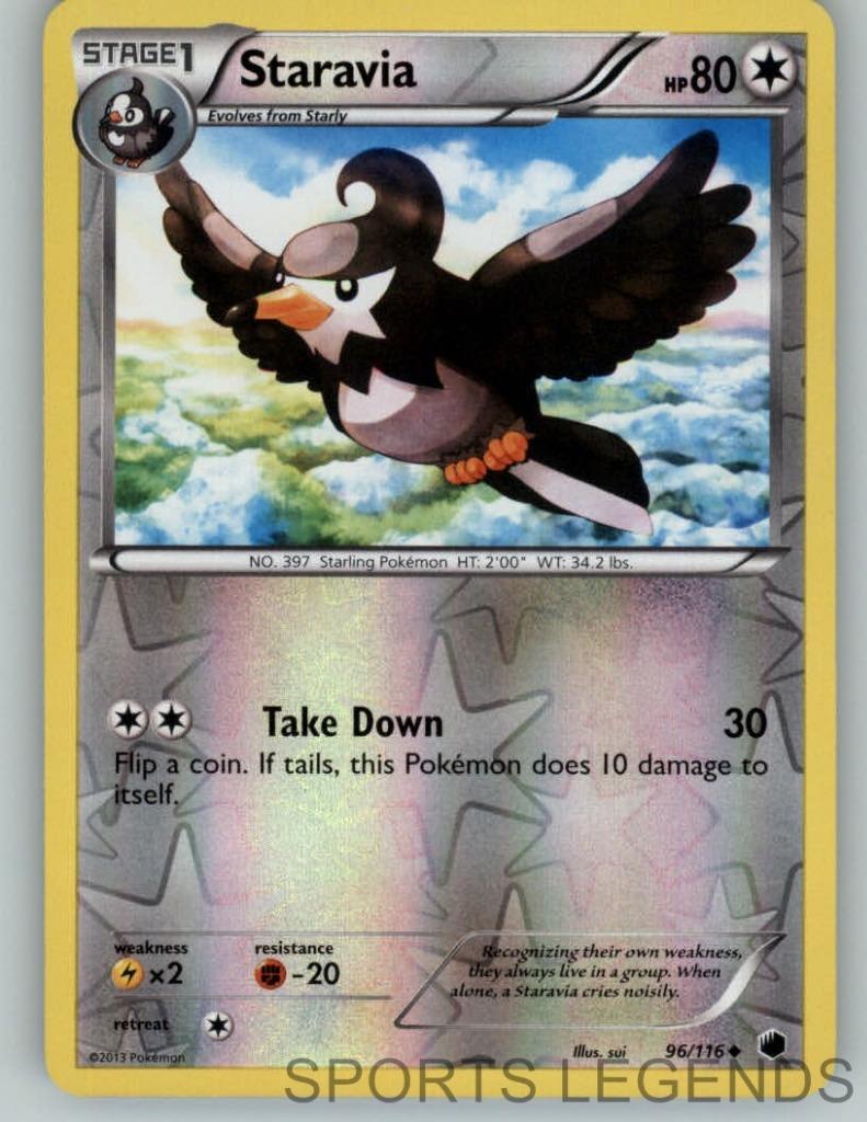 2013 pokemon Plasma Freeze reverse holo Staravia 96/116