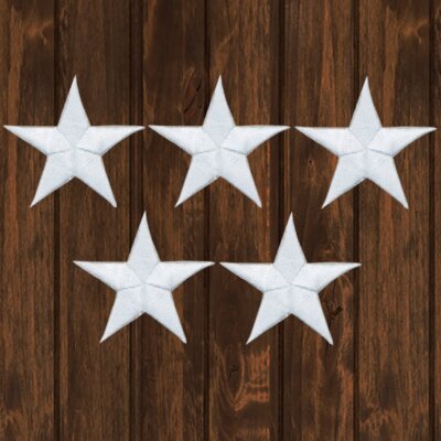 White Star Embroidered Patch , 1.5''  5-Pack   Iron On