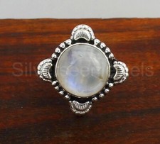 Natural Rainbow Moonstone Gemstone Ring, 925 Sterling Silver Ring, Gift For Her