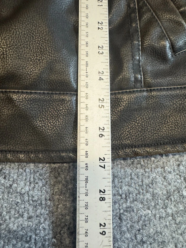 Structure Leather Jacket Men's Large Black Sherpa Lined Full Zip Warm Jacket - Image 4 of 4