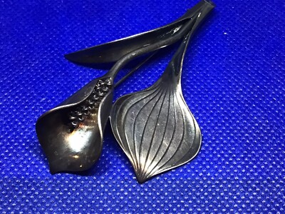 Vintage Denmark Anton Michelsen Gertrude Engel Rougie Sterling Cala Lily Brooch