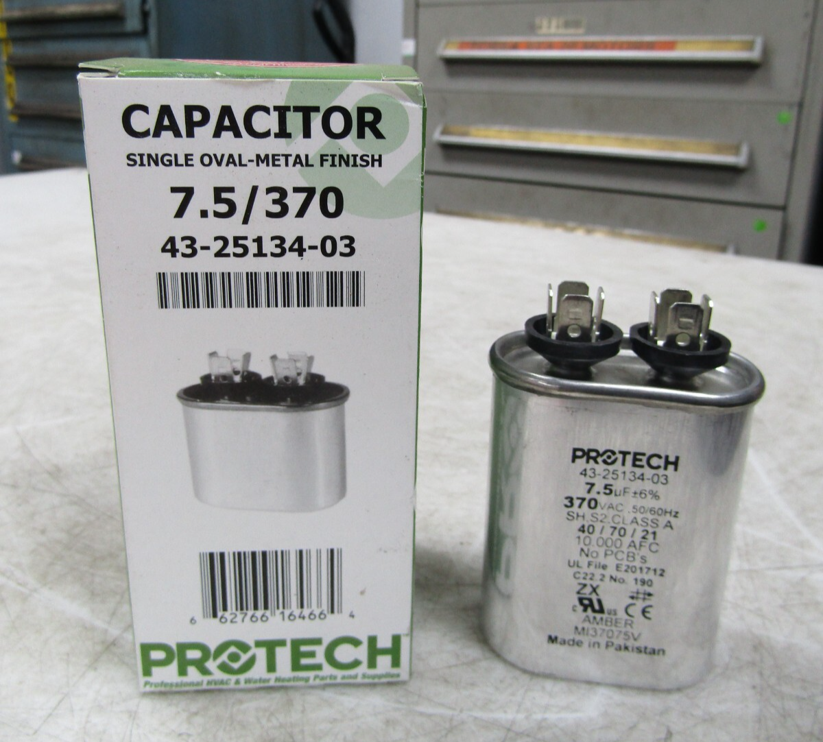 💥NEW PROTECH 43-25134-03 SINGLE OVAL-METAL CAPACITOR 7.5µF+6% 370