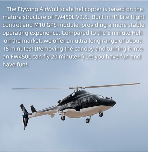 Flywing Airwolf 6CH M10 GPS 3D 2.4G One Key Return RC RTF Helicopter UK Plug - Picture 16 of 23