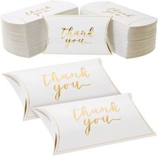 Wedding Favor Pillow Boxes with Gold Thank You Wedding Favor Candy Box Treat Box