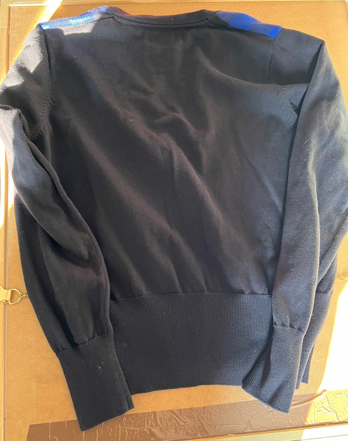 FRED PERRY x AMY WINEHOUSE Blue Black Gingham Check V Neck Boxy Crop Jumper 16 image 4