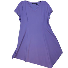 H by Halston Dress Womens Purple LP Petite Large Asymmetrical Lilac Sheer Trim