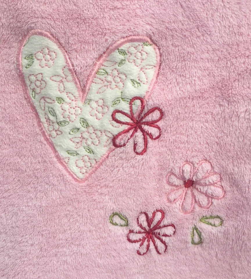 FLAW LAURA ASHLEY Baby BLANKET Pink Hearts Embroidered Flowers - Image 3 of 4