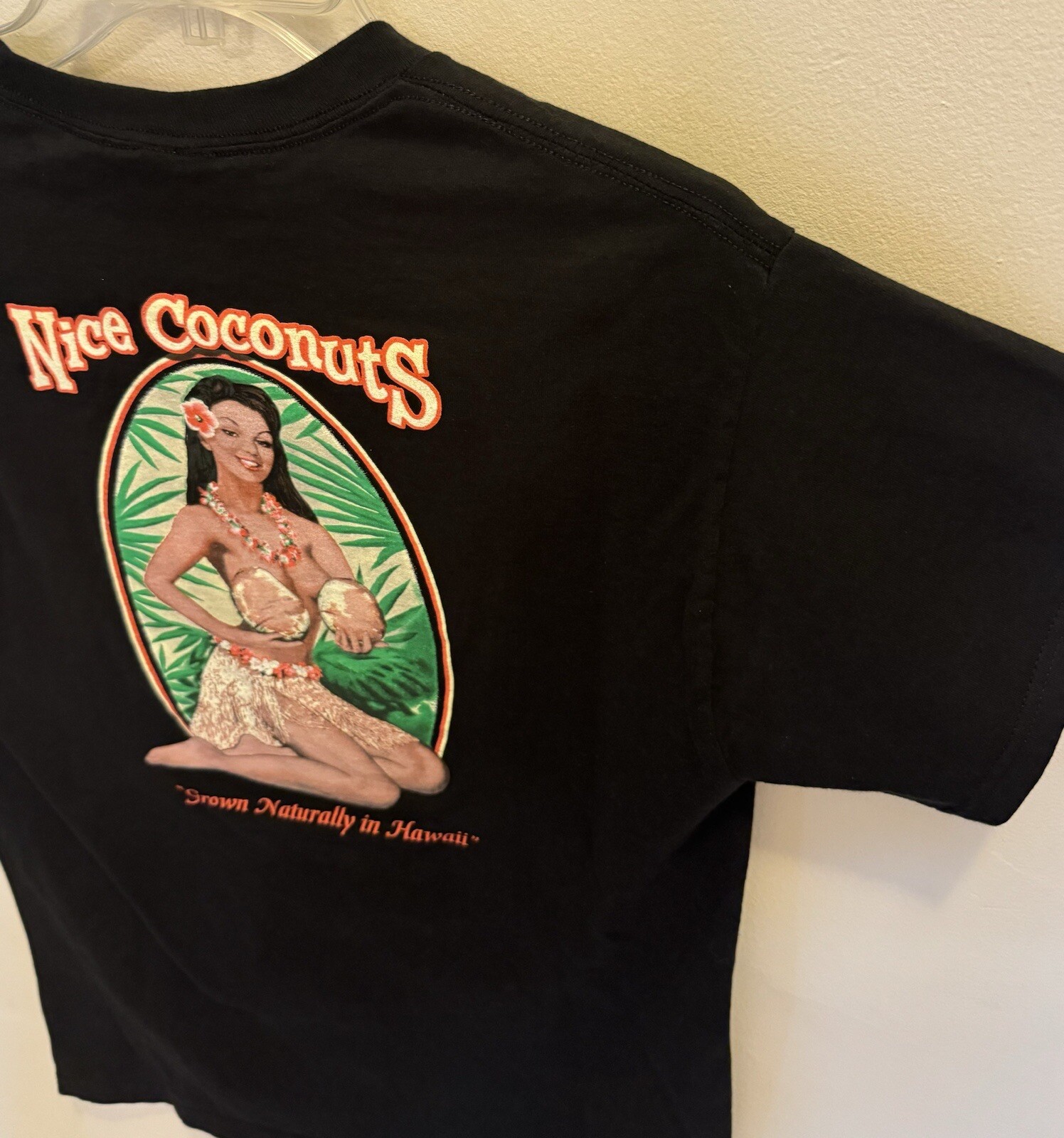 Vintage Hawaii Tiki Hula Girl NICE COCONUTS T Shirt Black Size M eBay