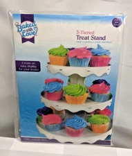 Tiered Serving Tray for Sweets 3 Level Round Display Rack, White Party Stand