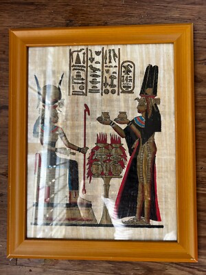 Authentic Hand Painted Ancient Egyptian Papyrus with frame