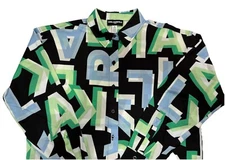 NWT KARL LAGERFELD PARIS Women Multi Printed Button-Down Blouse Size Small