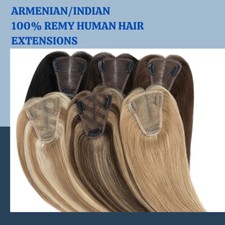 Women Topper Human REMY Hair Top Toupee Piece Clip in Hairpiece Free Part Brown