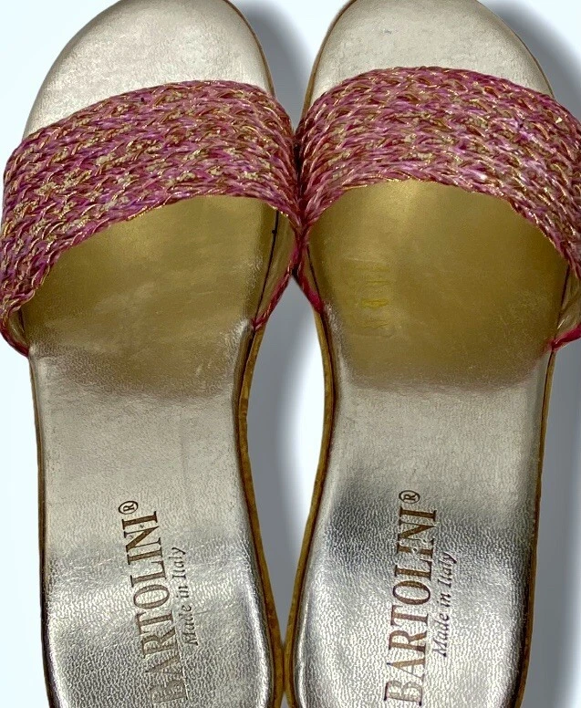 Sandalias de cuña para mujer Bartolini chanclas 7 oro rosa correa ancha hechas en Italia Foto 4 de 4