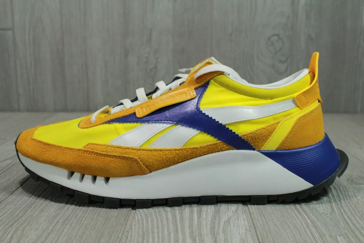 Respecto a plato delincuencia 61 New Reebok Classic Leather Yellow Blue Legacy Running Shoes Mens 13  FY8326 | eBay