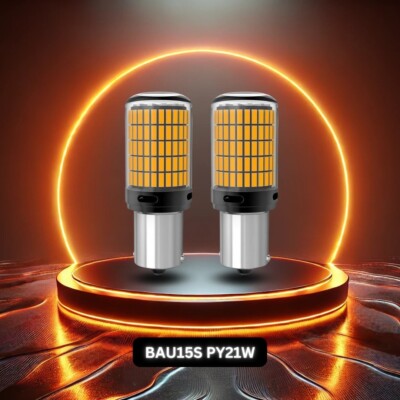 Pair of 33 LED Bau15s Py21w Arrow Bulbs for Fiat 500 Panda Type Amber Canbus