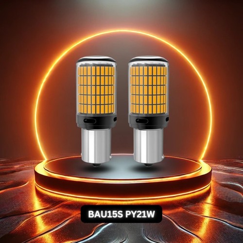 Ampoule Clignotant LED BAU15S 144 SMD Ambre - PY21W 5009 Canbus 12V-24V, 18W, 3000K