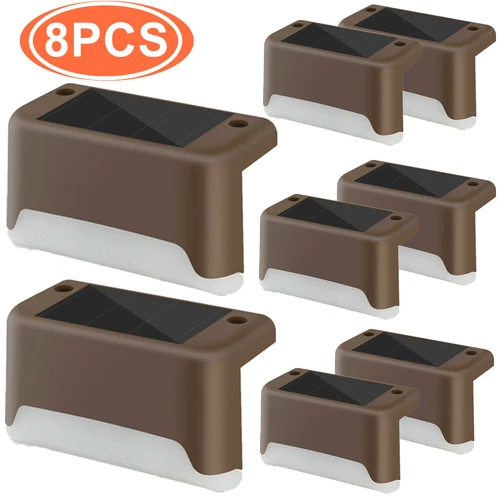 8 Pack Solar Deck Lights Outdoor Waterproof LED Steps Lamps for Stairs Fence