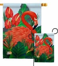Flamingo Paradise Garden Flag Tropical Coastal Decorative Gift Yard House Banner