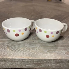 Pampered Chef Simple Additions Dots Coffee & More Soup Mugs Cups 1977 Set of 2