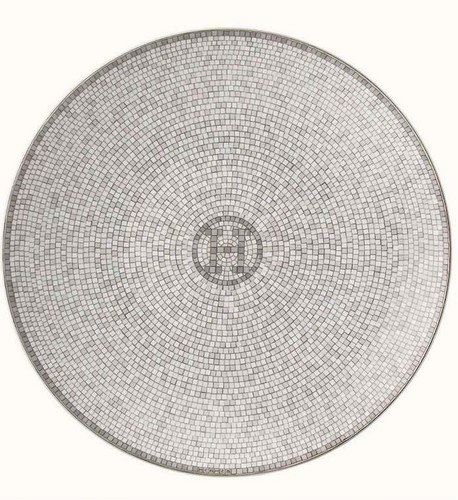 Hermes Bread Plate Mosaique Platinum Dish Cake Tableware 2 set Auth New 6.4 in - Picture 5 of 7