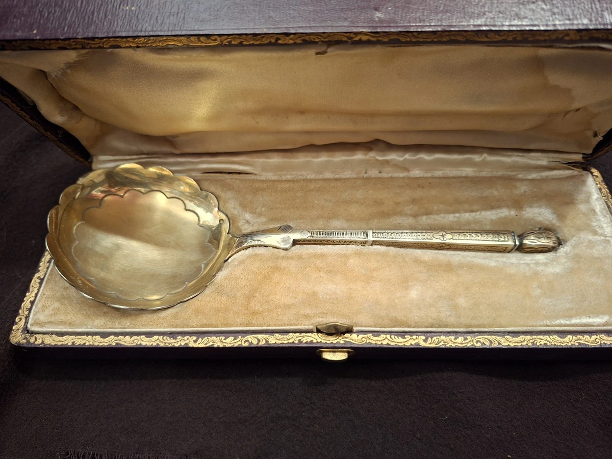 Louche En Argent Vermeil Massif - Ustensile De Table Ancien - Occasion