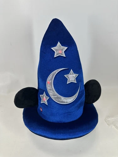 Disney Mickey Ears Sorcerer Hat Light Up Wizard Fantasia Fits Large Adult