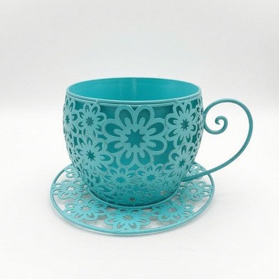 Kaffeetasse Übertopf Metall Teetasse Blumentopf Deko für Terrasse, Schreibtisch
