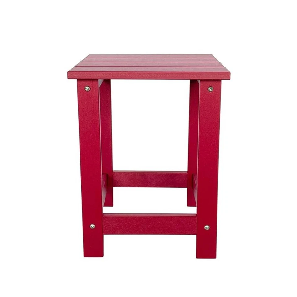 Mesa auxiliar cuadrada de resina Shine Company Adirondack interior/exterior en rojo Foto 4 de 4