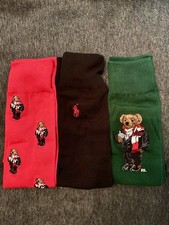 Polo Ralph Lauren HOLIDAY POLO BEAR Sock Gift Set. 3 Pack.