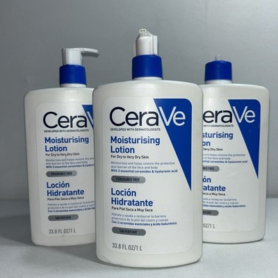 3 New Cerave Moisturizing Lotion Fragrance Free 33 Oz Each One Broken Top