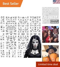 Halloween Spider Face Temporary Tattoos -22 Sheets Shoulder Back Body Art Spi...