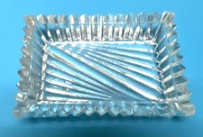 Vintage Very Deco Sharp Cut Rectangle Sharp Pointed Open Glass Salt Dip 2.5