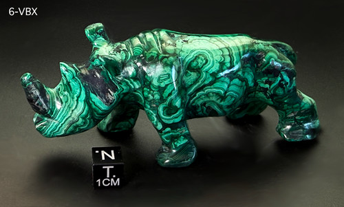 Malachite Baby Rhinoceros Figurine A++ Exotic Patterns Congo 146g. US Seller