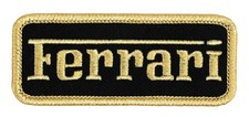 Ferrari Badge Embroidered Patch Black/Gold Iron-On Sew-On Jacket Backpack Hat