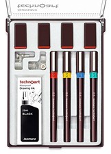 Technical Drawing Pen Set of 4, 0.2-0.5mm with Black Ink Drafting Kit