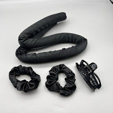 Heatless Black Satin Overnight Curls 4- piece Headband Ribbon Hair Curler