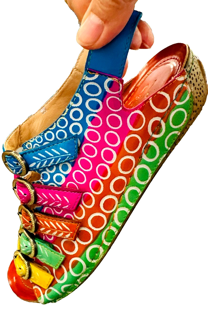 Soffia Rainbow Strap Bubble Pattern Leather Sanda… - image 23