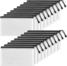 Plastic Pencil Pouch 4.6x9.2 in Black 18 Packs Small Storage Bags Zip File for